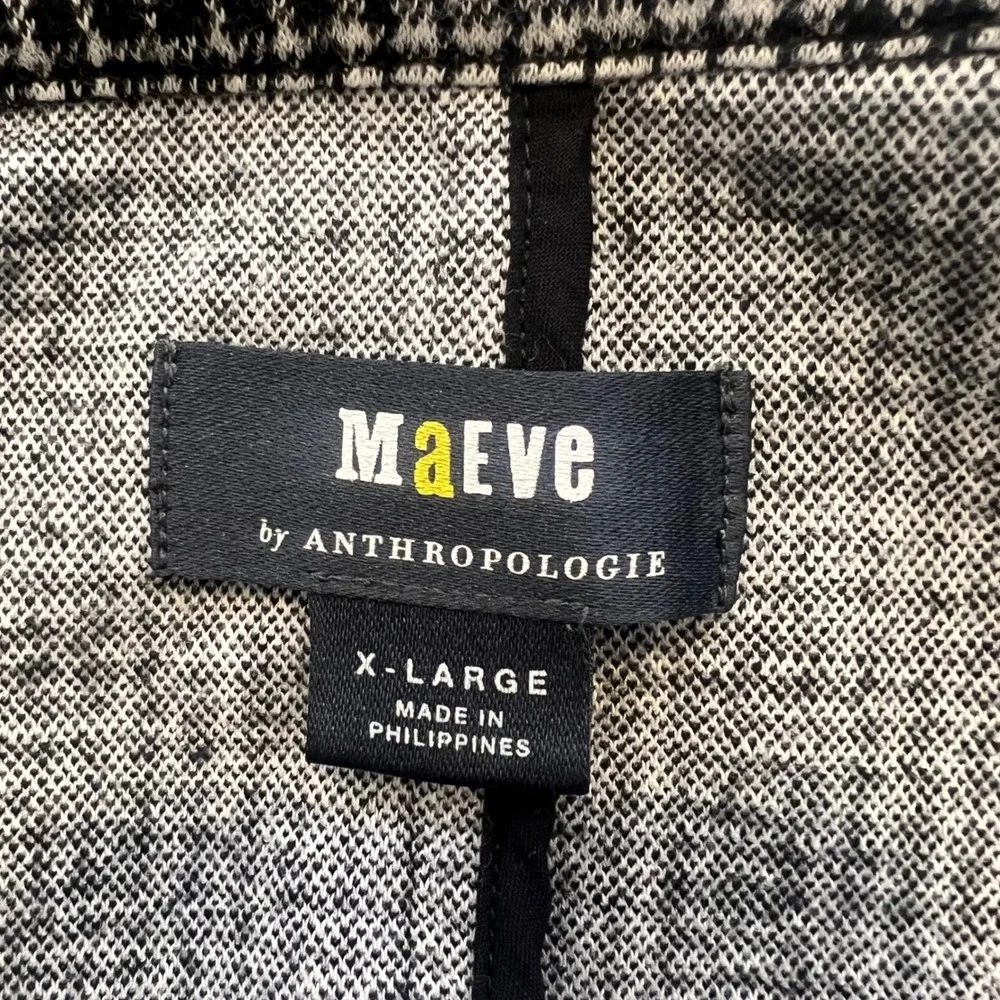 Maeve | Women's‎ Black White Motif Plaid Blazer Size XL Layering Workwear Staple